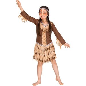dressforfun - meisjeskostuum indianenprinses 128 (8-10y) - verkleedkleding kostuum halloween verkleden feestkleding carnavalskleding carnaval feestkledij partykleding - 300665