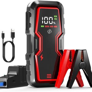 Equivera Jumpstarter voor Auto - Accu Booster - Acculader voor Auto - Starthulp voor Auto - Acculader - Auto Acculader - Accu Booster voor Auto - Nooit meer zonder lege accu!