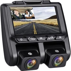 Dashcam 1080P Auto Voor en Binnen met Nachtzicht en Parkeermodus