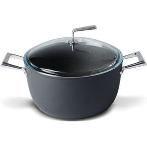TVS Relance - Vista kookpan soep pan 20cm/ 3 liter met PYREX glasdeksel – Zwart - ook geschikt voor inductie