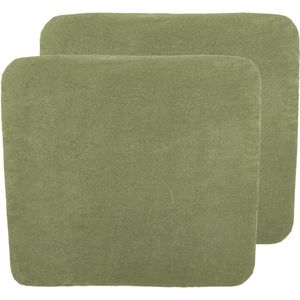 Meyco Baby Uni aankleedkussenhoes - 2-pack - badstof - olive green - 85x75cm
