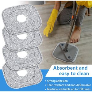 Pack of 4 Microfibre Replacement Pads Wiper Pads 22 x 22 cm for Windows and Floor Cleaning Mop Compatible