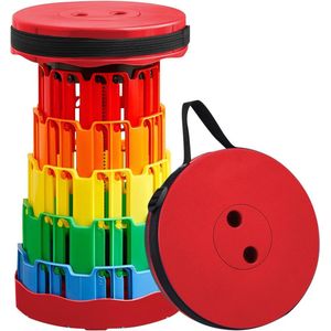 Draagbare klapkruk verstelbaar en lichtgewicht - ideaal voor camping, vissen en reizen Met een draagvermogen tot 500 kg - Rood pop up stool