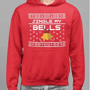 Foute Kerst Hoodie Rood Jingle My Bells XS