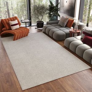 Tapiso Noyan Vloerkleed Creme Antislip Waasbaar Laagpolig Tapijt Maat- 300x400