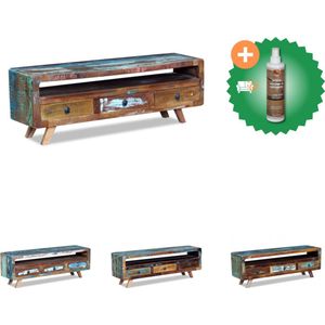 vidaXL Tv-meubel met 3 lades massief gerecycled hout - Kast - Inclusief Houtreiniger en verfrisser