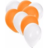 30x ballonnen wit en oranje - 27 cm - witte / oranje versiering