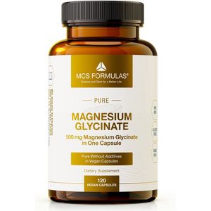 Magnesium Bisglycinaat (Glycinaat) - 500 mg - 120 VEGAN CAPSULES - NO ADDITIVES - Magnesium Bisglycinate (Glycinate)