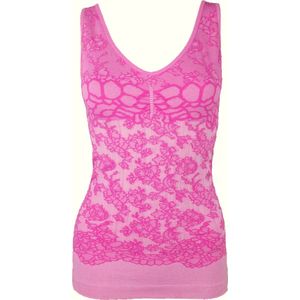 Dames top met geboorduurde print J&C Roze - maat S/M