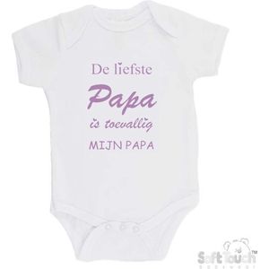 100% katoenen Romper ""De liefste papa is toevallig mijn papa"" Meisjes Katoen Wit/lila Maat 62/68