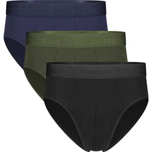 Comfortabel & Zijdezacht Bamboo Basics James - Bamboe Slips (Multipack 3 stuks) Heren - Onderbroek - Ondergoed - Navy, Army & Zwart - M