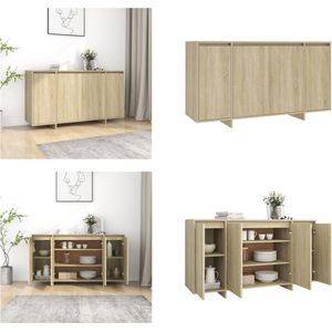 vidaXL Dressoir 135x41x75 cm spaanplaat sonoma eikenkleurig - Dressoir - Dressoirs - Buffetkast - Opbergkast