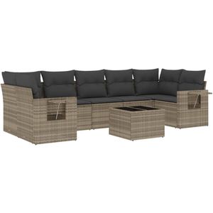 vidaXL 8-delige Loungeset - Poly Rattan - Lichtgrijs Loungebank - Lounge Set - Tuinbank - Buitentijnen - Ratten Meubel