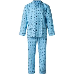 Flanellen heren pyjama - 9443 - Blauw - 100% katoen - 48