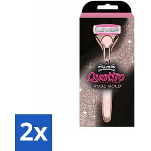 Wilkinson - Navulmesjes - Quattro Scheermes Vrouwen Rose Gold - Luxe - 4 mesjes - Voordeelverpakking - 2 stuks