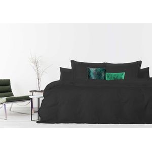 Dekbedovertrek - 140x200/220 - Uni Percal katoen - Met Bies - black