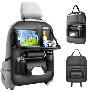 Auto Organizer – Waterdichte Rugleuningbeschermer – Multifunctioneel Opbergvak – Opvouwbare Tafel – Tablet Houder – Duurzaam PU Leer – Voor Auto’s – Zwart – 1 Stuk