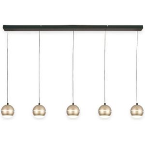 Sierlijke hanglamp Bilia | 5 lichts | eettafellamp | zwart / goud | metaal / kunststof | Ø 12 cm bol | 120 cm lang | eetkamer lamp | modern / sfeervol design