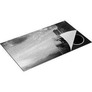 Chefcare Inductie Beschermer Draak op een Rots bij Zonsondergang - Zwart Wit - 91,2x52 cm - Afdekplaat Inductie - Kookplaat Beschermer - Inductie Mat