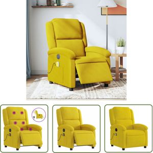 The Living Store Massagestoel elektrisch verstelbaar fluweel geel - Elektrische Massagestoel - Massagefauteuil - Fluweel Fauteuil - Relaxfauteuil - Ergonomische Stoel