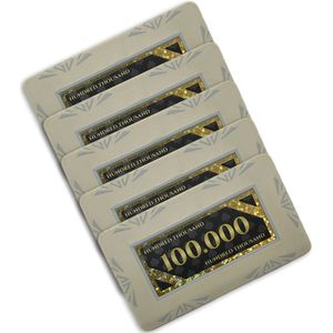 Diamond poker plaque - poker chip - poker - plakkaat - waarde 100.000 (5 stuks) - grijs