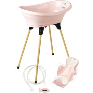 ThermoBaby Roze - 5-in-1 badset - badkuip + badzitje + antislip voet + waterafvoer + thermometer – gemaakt in Frankrijk