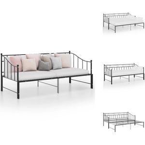 vidaXL Bedbank vidaXL Gepoedercoat Metaal Bed - 206.5 x 185 x 89.5 cm - Zwart - Bed