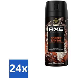 24 x AXE - Deodorant Spray - Copper Santal - Premium Geur - Warme Houtnoten - 150 m - AXE Deodorant - Copper Santal - Mannelijke Geur - Sandelhout - Bruine Suiker