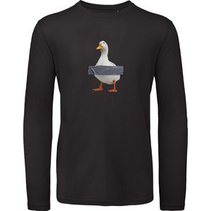 B & C - Heren T Shirt Eend - Lange Mouw - Zwart - Maat M