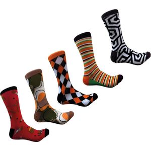 5 Paar Vrolijke Mismatched Sokken voor Heren – Maat 41-46 – Kleurrijk & Uniek Design – Limited Edition – Cadeautip