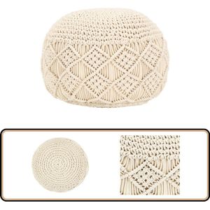 vidaXL Handgemaakte Macramé Poef - Katoen 45x30 cm Macrame Poef - Katoen Poef - Boho Poef - Vloerzeil - Woonaccessoires
