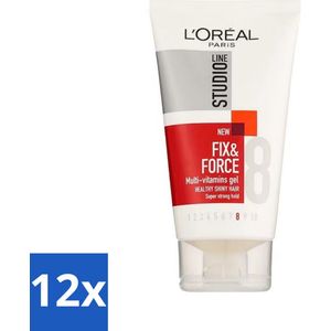 12 x L'Oréal Paris - Studio Line Essentials - Fix & Force - Gel - Super Strong - 150 ml - Haar Gel - Styling Gel - Super Sterke Fixatie - Langdurige Fixatie - L'Oréal Paris