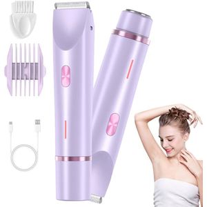 2 in 1 Electric Women's Razor, Women's Bikini Trimmer, Waterproof Wet and Dry Use, Electric Trimmer, Double Head Body Shaver for Armpit, Leg, Arm