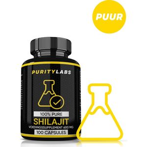 PurityLabs Pure Shilajit - 600 mg - 100 Capsules - Hoogwaardige Kwaliteit - Test Booster - Premium - 100 Dagen Voorraad