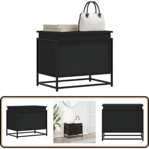 vidaXL Opbergbox - Zwart - 60x40x51,5 cm - Bewerkt Hout Opslagkast - Houten Kast - Bergruimte - Multifunctionele Kast - Industrieel Design