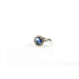 ring in zilver model classic klein gezet met blauwe steen en cubic zirconia