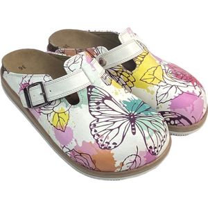 GOBY Clogs met Vlinderprint – Handgemaakt – Premium Kwaliteit – Maat 40