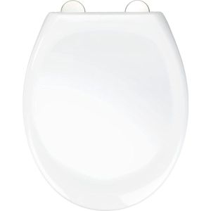 Stevige witte thermoplast-zitting Wc-bril met Easy-Close softclosemechanisme en Fix-Clip hygiënebevestiging van roestvrij staal - 16 kg 375 × 45 cm