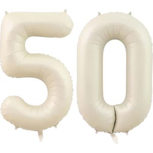 Cijfer Ballonnen Ballon Cijfer 50 Verjaardag Versiering Feest Helium Ballonnen Cijferballon Folieballon Wit Xl Formaat
