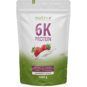 nutri+ 6K Protein - Eiwitpoeder Strawberry - Veganistisch proteïne poeder - met eiwitten uit zes plantaardige grondstoffen - Eiwit Shake - 1000 g