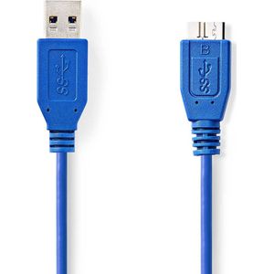 Nedis USB-Kabel - USB 3.2 Gen 1 - USB-A Male - USB Micro-B Male - 5 Gbps - Vernikkeld - 5.00 m - Rond - PVC - Blauw - Polybag