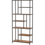 Vakkenkast - Cuba - 85 cm - Mangohout - Metalen Frame - Zwart