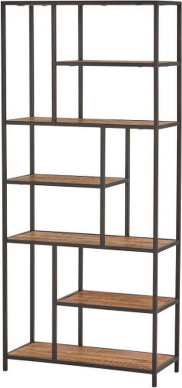 Vakkenkast - Cuba - 85 cm - Mangohout - Metalen Frame - Zwart