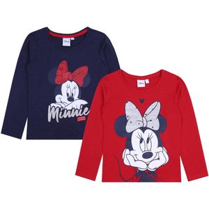 2x Shirt voor meisjes met lange mouwen - Minnie Mouse