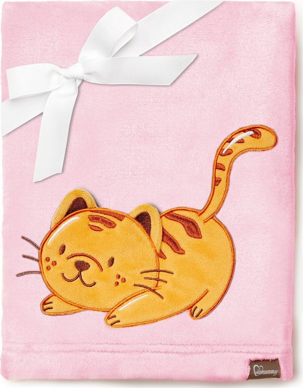 Be Mammy - BE20-168 - Kinderdeken - Poederroze - Met 3D-applicatie