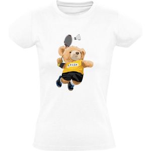 Badminton Beertje Dames T-shirt - dieren - sport - shuttle - tennis - beer - racket - smash