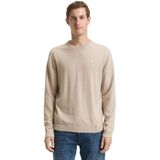 Tom Tailor Heren trui BASIC CREWNECK KNIT bequem Beige XXL Ronde Hals Volwassenen