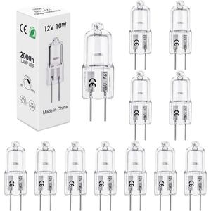 Dimbare Halogeenlampen 12V 10W - Warm Wit (2700K) - 12 Stuks - Ideaal voor Oven, Kroonluchters, Wandlampen en Meer