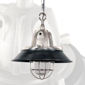 Industriële hanglamp Tuk met zwarte metalen rand | 1 lichts | grijs / zwart | glas / metaal | Ø 41 cm | in hoogte verstelbaar tot 107 cm | eetkamer / woonkamer lamp | modern / industrieel / robuust design