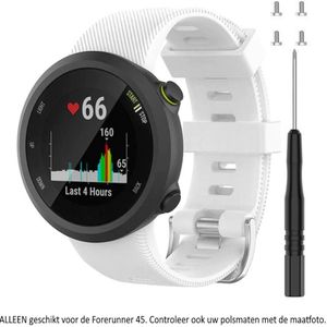 Wit siliconen bandje geschikt voor de Garmin Forerunner 45 (niet voor de S variant!) en Garmin Swim 2 – Maat: zie maatfoto - sporthorlogeband - polsband - strap - siliconen - white rubber smartwatch strap - rood